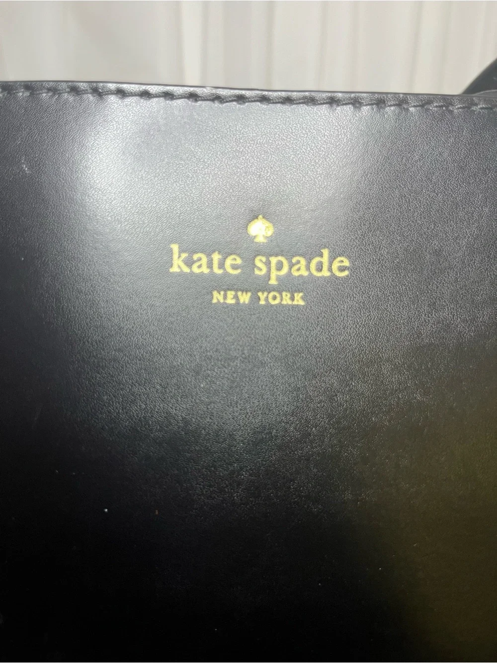 kate spade Black Leather Tote with Bow Charm
